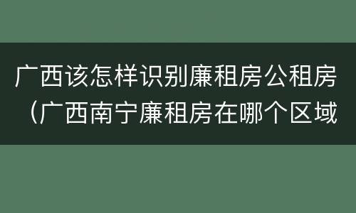 广西该怎样识别廉租房公租房（广西南宁廉租房在哪个区域）