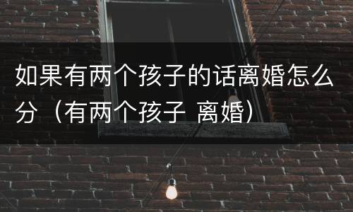 如果有两个孩子的话离婚怎么分（有两个孩子 离婚）