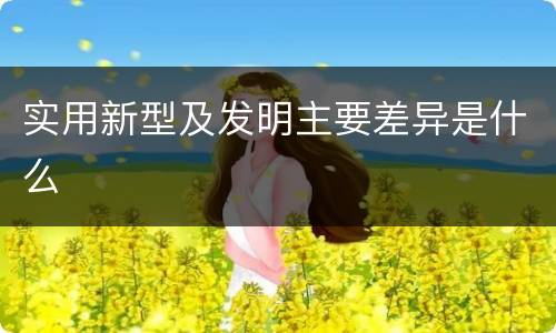 实用新型及发明主要差异是什么