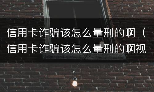 信用卡诈骗该怎么量刑的啊（信用卡诈骗该怎么量刑的啊视频）
