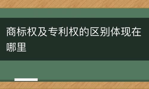 商标权及专利权的区别体现在哪里