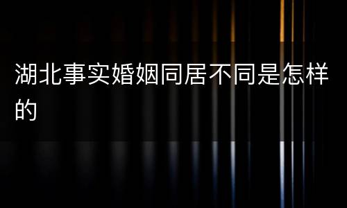 湖北事实婚姻同居不同是怎样的