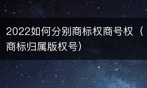 2022如何分别商标权商号权（商标归属版权号）