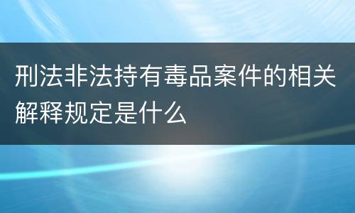 刑法非法持有毒品案件的相关解释规定是什么
