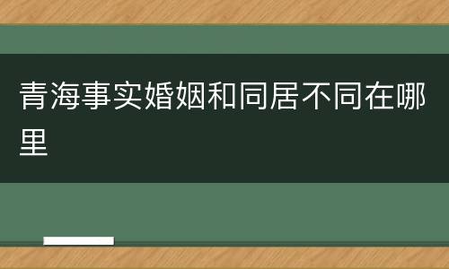 青海事实婚姻和同居不同在哪里
