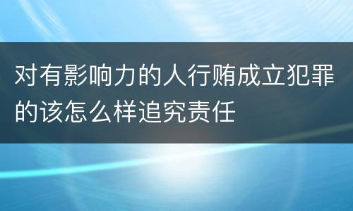 对有影响力的人行贿成立犯罪的该怎么样追究责任