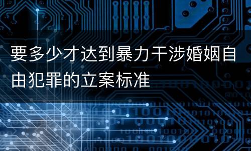 要多少才达到暴力干涉婚姻自由犯罪的立案标准