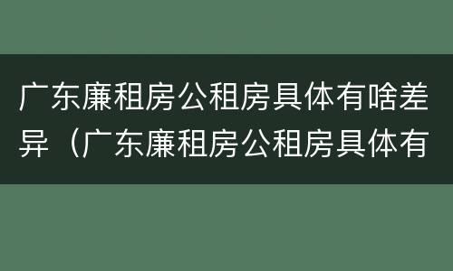 广东廉租房公租房具体有啥差异（广东廉租房公租房具体有啥差异嘛）
