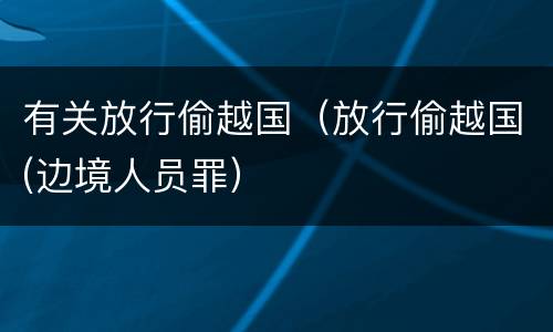 有关放行偷越国（放行偷越国(边境人员罪）