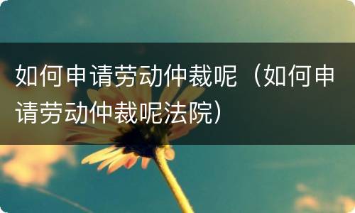 如何申请劳动仲裁呢（如何申请劳动仲裁呢法院）