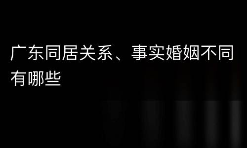 广东同居关系、事实婚姻不同有哪些