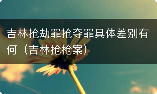 吉林抢劫罪抢夺罪具体差别有何（吉林抢枪案）