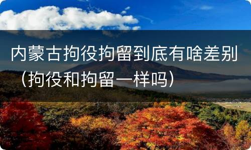 内蒙古拘役拘留到底有啥差别（拘役和拘留一样吗）