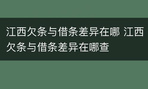 江西欠条与借条差异在哪 江西欠条与借条差异在哪查