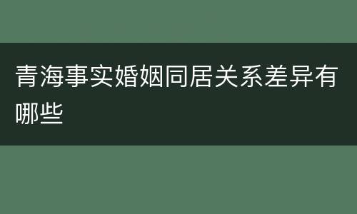 青海事实婚姻同居关系差异有哪些