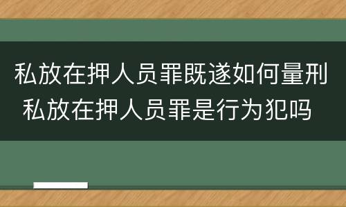 私放在押人员罪既遂如何量刑 私放在押人员罪是行为犯吗