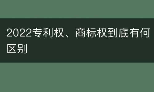 2022专利权、商标权到底有何区别