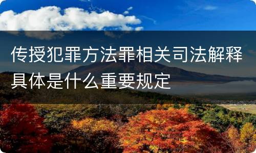 传授犯罪方法罪相关司法解释具体是什么重要规定