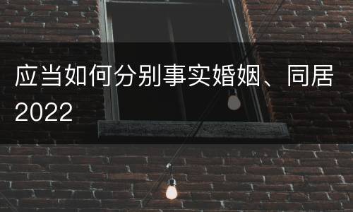 应当如何分别事实婚姻、同居2022