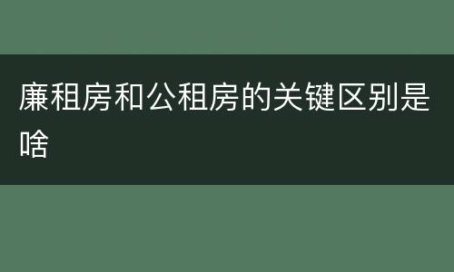 廉租房和公租房的关键区别是啥