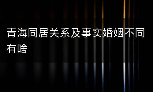 青海同居关系及事实婚姻不同有啥