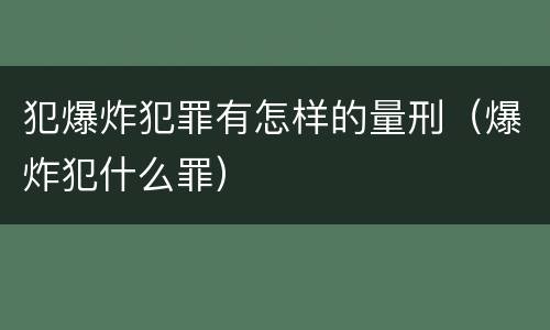 犯爆炸犯罪有怎样的量刑（爆炸犯什么罪）