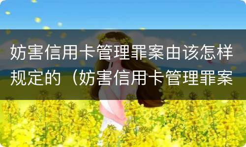 妨害信用卡管理罪案由该怎样规定的（妨害信用卡管理罪案由该怎样规定的立案）