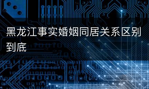 黑龙江事实婚姻同居关系区别到底