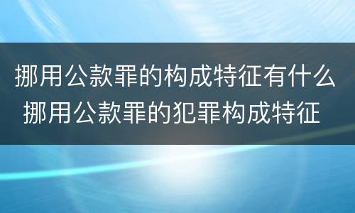 挪用公款罪的构成特征有什么 挪用公款罪的犯罪构成特征
