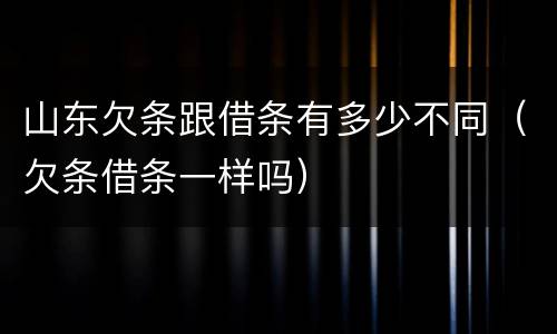 山东欠条跟借条有多少不同（欠条借条一样吗）