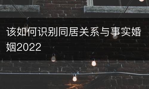 该如何识别同居关系与事实婚姻2022
