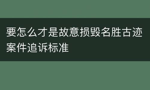 要怎么才是故意损毁名胜古迹案件追诉标准