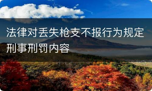 法律对丢失枪支不报行为规定刑事刑罚内容