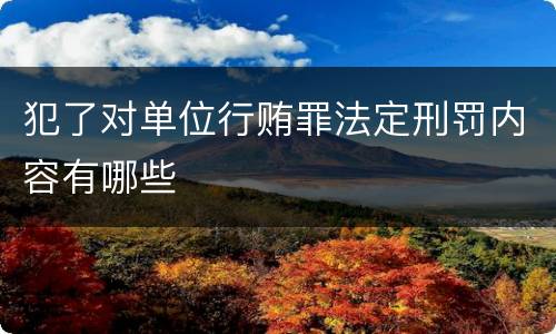 犯了对单位行贿罪法定刑罚内容有哪些