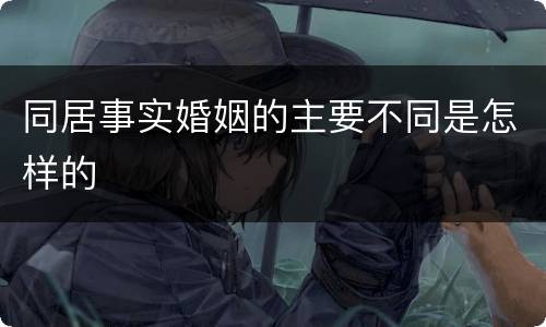 同居事实婚姻的主要不同是怎样的