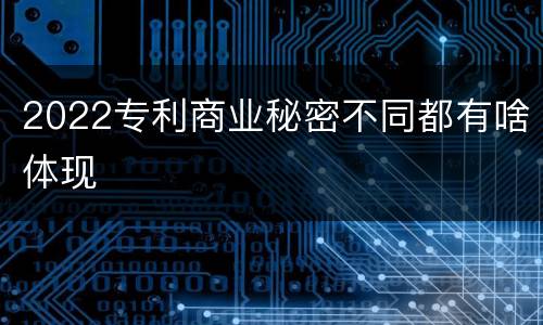 2022专利商业秘密不同都有啥体现