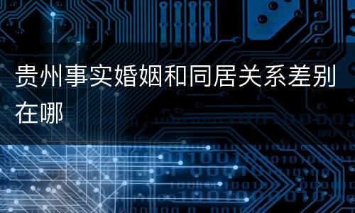 贵州事实婚姻和同居关系差别在哪