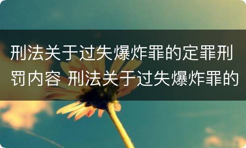 刑法关于过失爆炸罪的定罪刑罚内容 刑法关于过失爆炸罪的定罪刑罚内容是