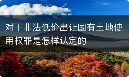 对于非法低价出让国有土地使用权罪是怎样认定的