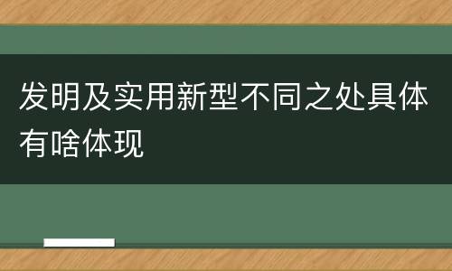 发明及实用新型不同之处具体有啥体现