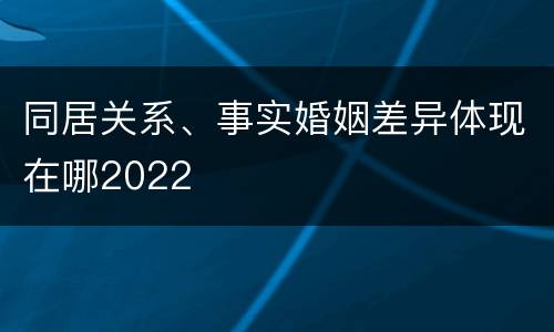 同居关系、事实婚姻差异体现在哪2022