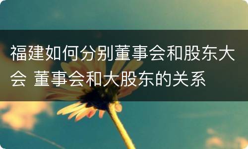 福建如何分别董事会和股东大会 董事会和大股东的关系