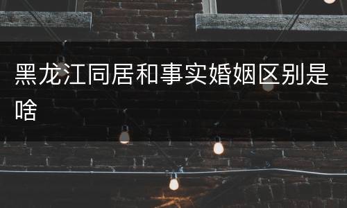 黑龙江同居和事实婚姻区别是啥