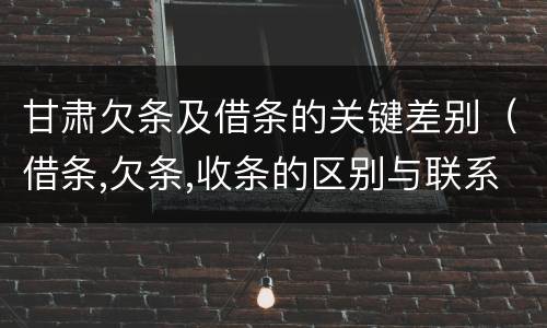 甘肃欠条及借条的关键差别（借条,欠条,收条的区别与联系）