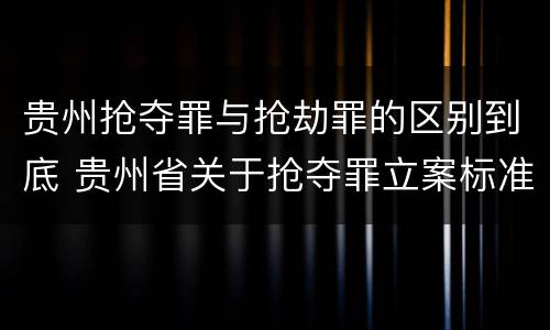 贵州抢夺罪与抢劫罪的区别到底 贵州省关于抢夺罪立案标准