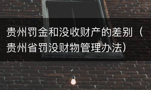 贵州罚金和没收财产的差别（贵州省罚没财物管理办法）