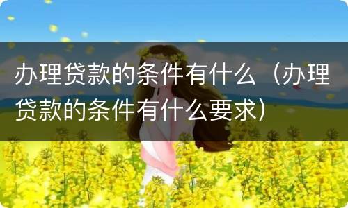 办理贷款的条件有什么（办理贷款的条件有什么要求）