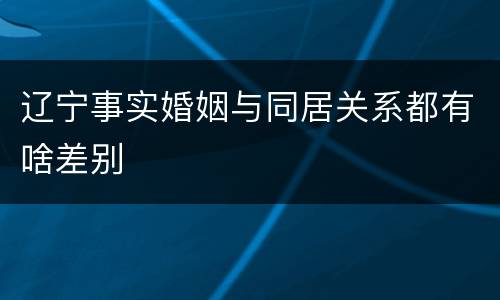 辽宁事实婚姻与同居关系都有啥差别