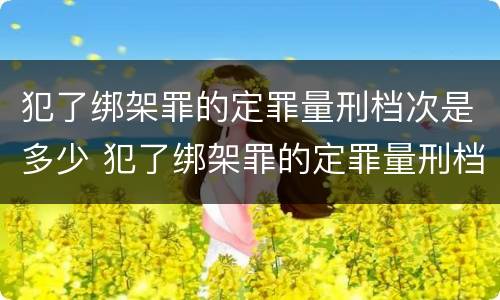犯了绑架罪的定罪量刑档次是多少 犯了绑架罪的定罪量刑档次是多少啊