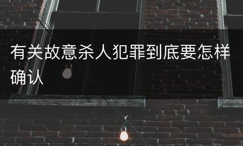 有关故意杀人犯罪到底要怎样确认